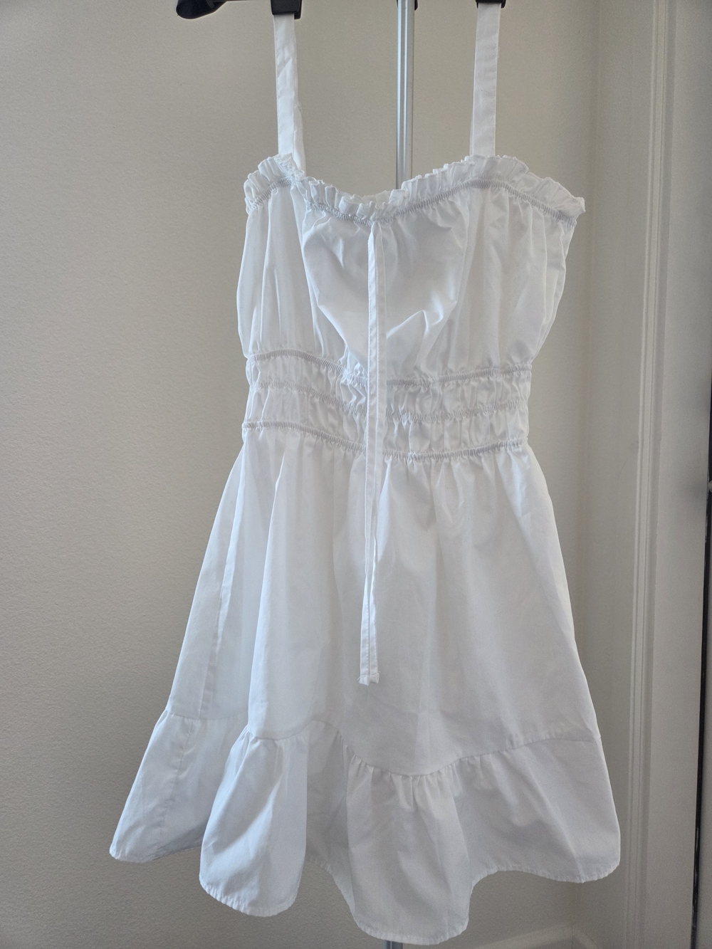 Women White Sundress with Ruffle Hem